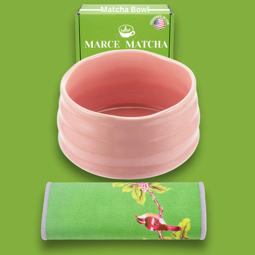 Marce Matcha Bowl Set- Matcha Bowl and Towel (Pink)